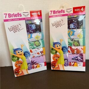 14 Pairs Disney Inside Out 2 Girls 100% Cotton Briefs Size 4 - Multicolor